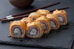 Inari-Sushi - Sushisorten - in Tempura frittiertes Sushi