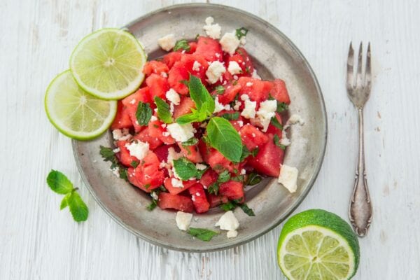 Rezept für Salat mit Wassermelone, Feta und Minze