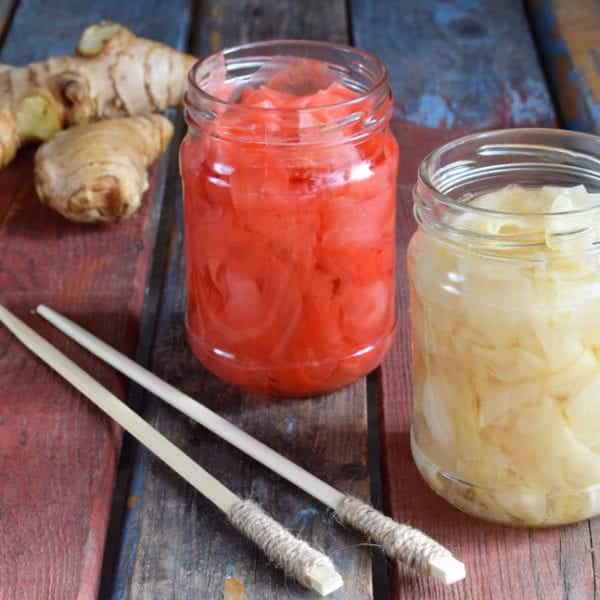 Ingwer selber einlegen in rosa und weiß