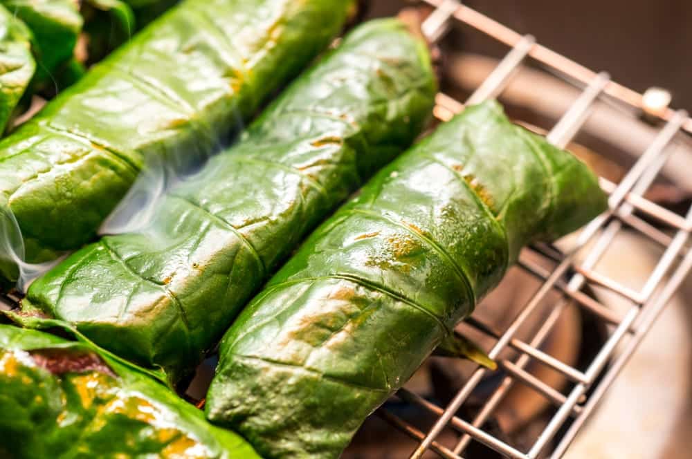 Bo La Lot - gerillte Rindfleischröllchen in Betelblättern