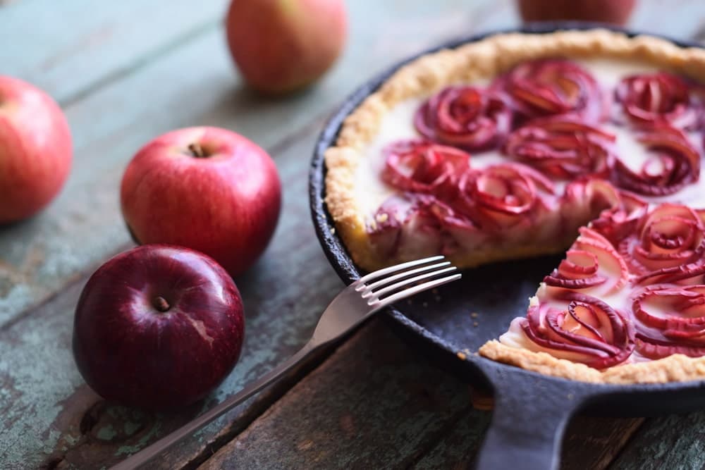 Apfelrosen-Kuchen mit Vanillecreme
