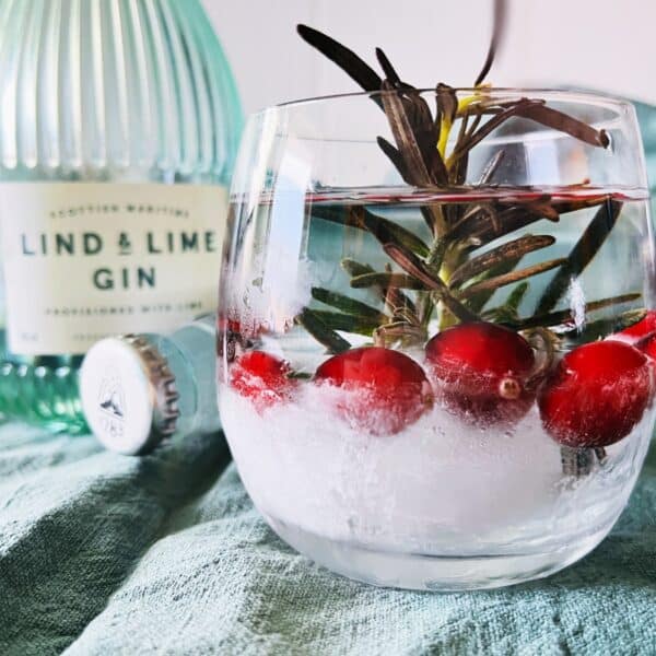 Cocktail mit Rosmarin und Cranberries