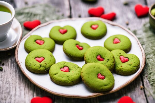 Grüne Matcha-Cookies mit weißer Schokolade und Pistazien