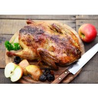 Weihnachtsfeier in Frankfurt Gänsebraten mit Apfel