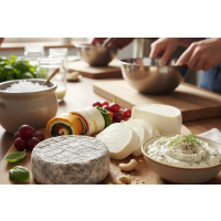 Verschiedene Sorten von selbstgemachtem veganen Käse aus Cashews bei einem Workshop in Berlin