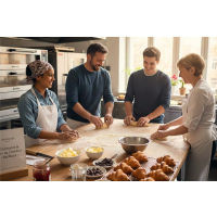 Authentischer Backkurs Croissants & Pain au Chocolat Berlin bei mit frischen Zutaten und glücklichen Teilnehmern