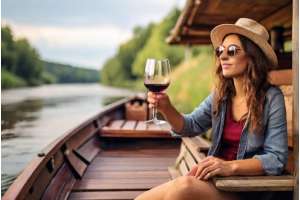 Weinverkostung während Bootsfahrt